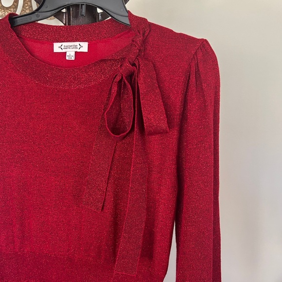 Metallic Red Knit Sweater Midi Dress Size Large New With Tags - Picture 5 of 12